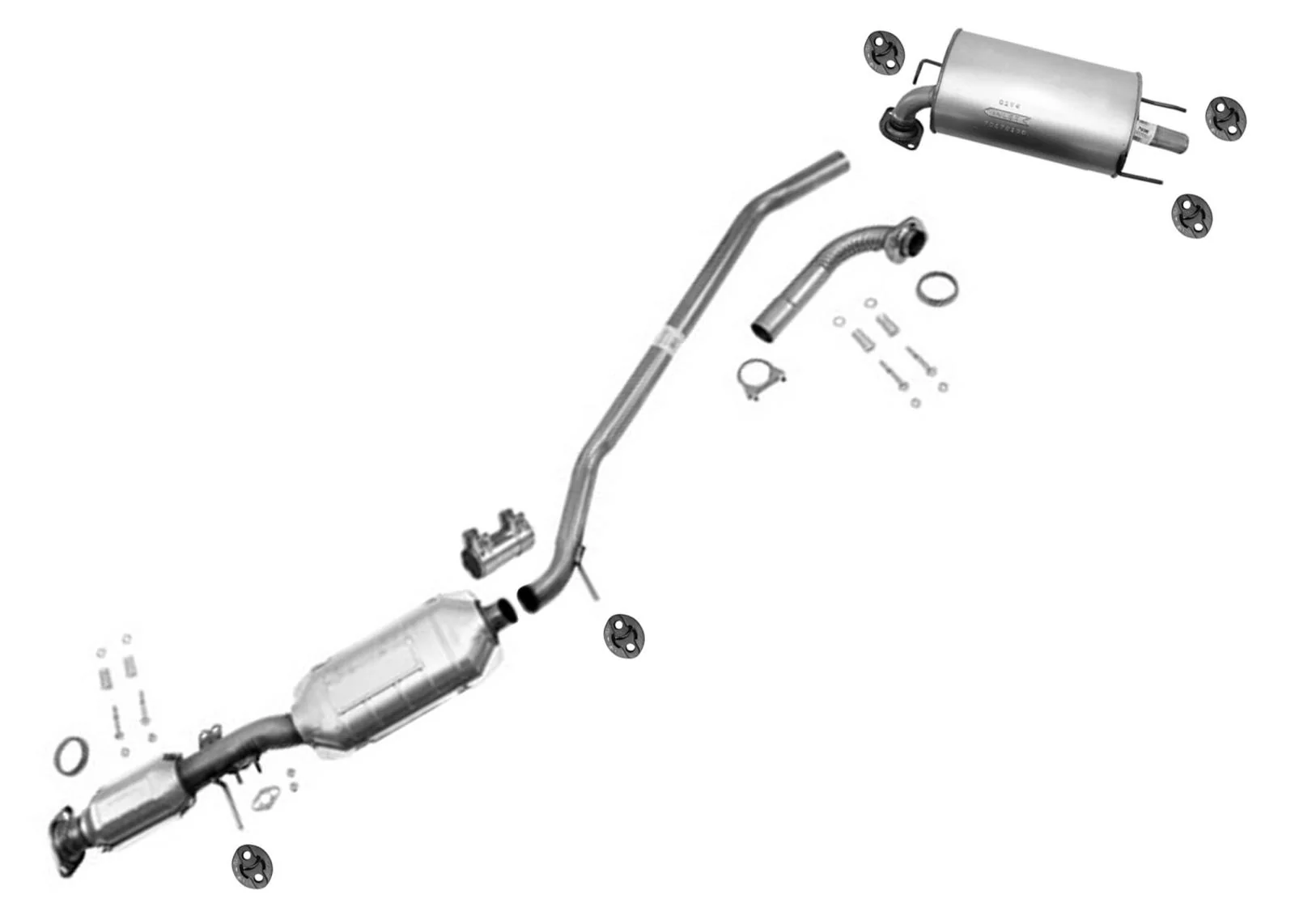 Catalytic Converter Mid Muffler Rear Muffler Exhaust For Highlander 01-03 3.0L