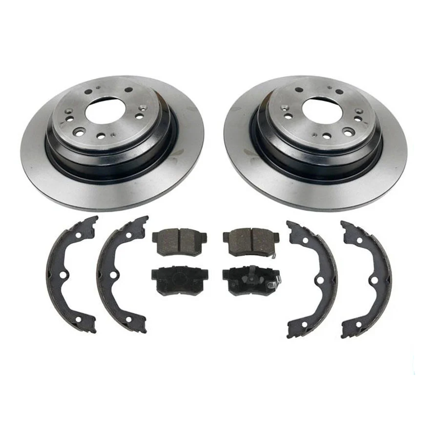 All Rear Disc Brake Rotors Parking Shoes Pads for Honda Crosstour 2010-2015