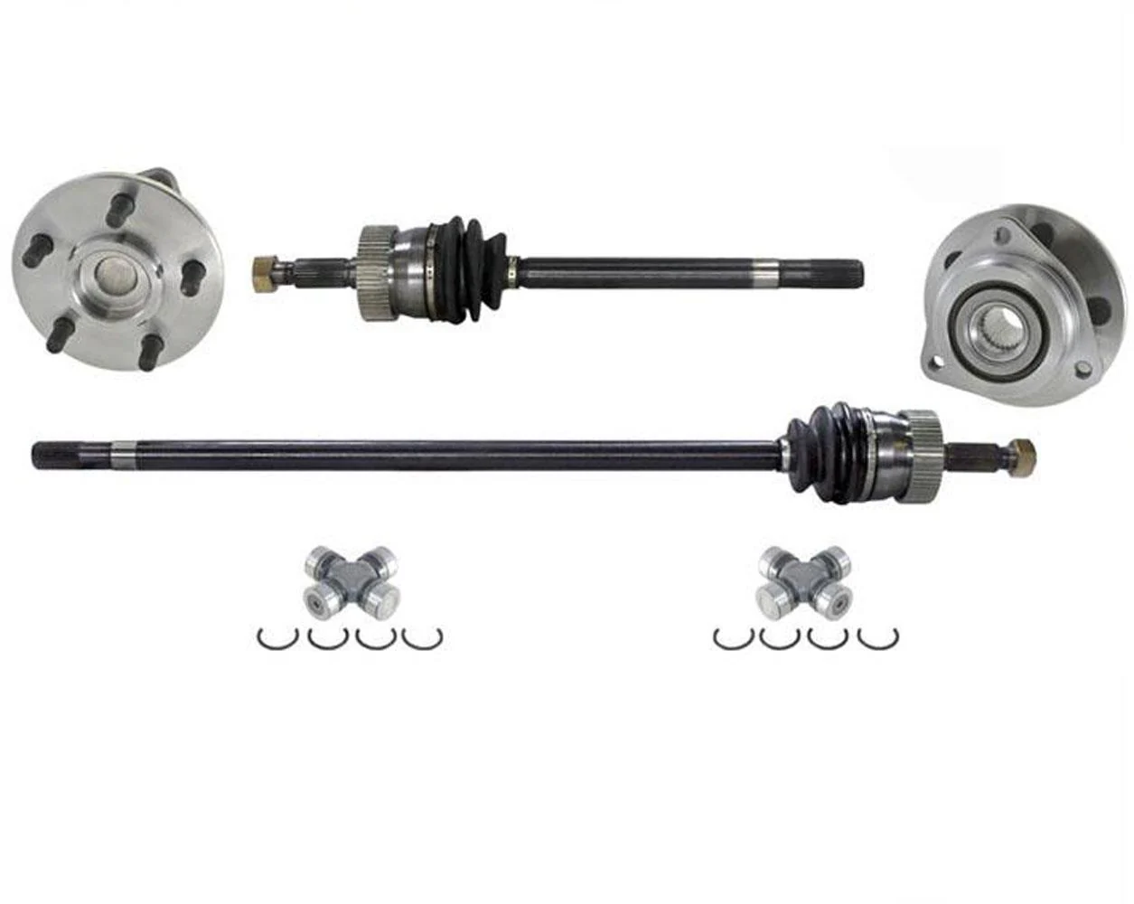 Front Axles Hub Bearings U Joints For Cherokee 90-98 4WD 4x4 6pc Kit