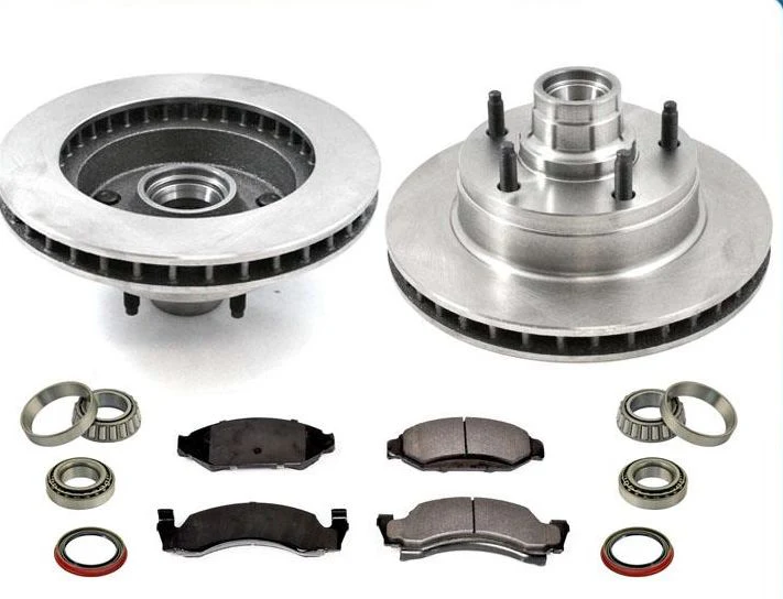 Front Brake Rotors & Pads W/ Bearings 9pc Kit for Ford Van E150 1987-1993