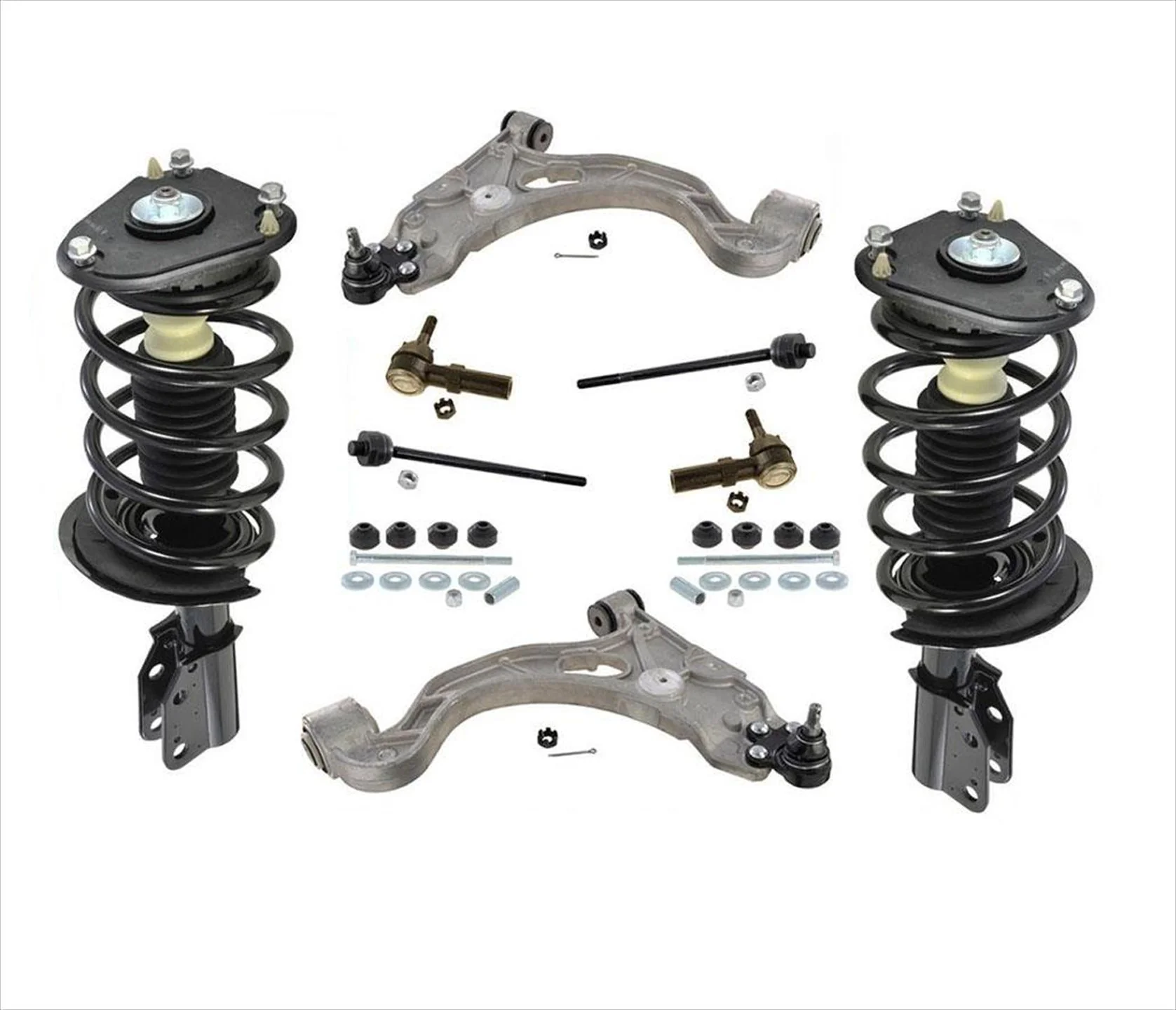 Front Struts Lower Control Arms Tie Rods Links For 98-04 Seville Non Electronic