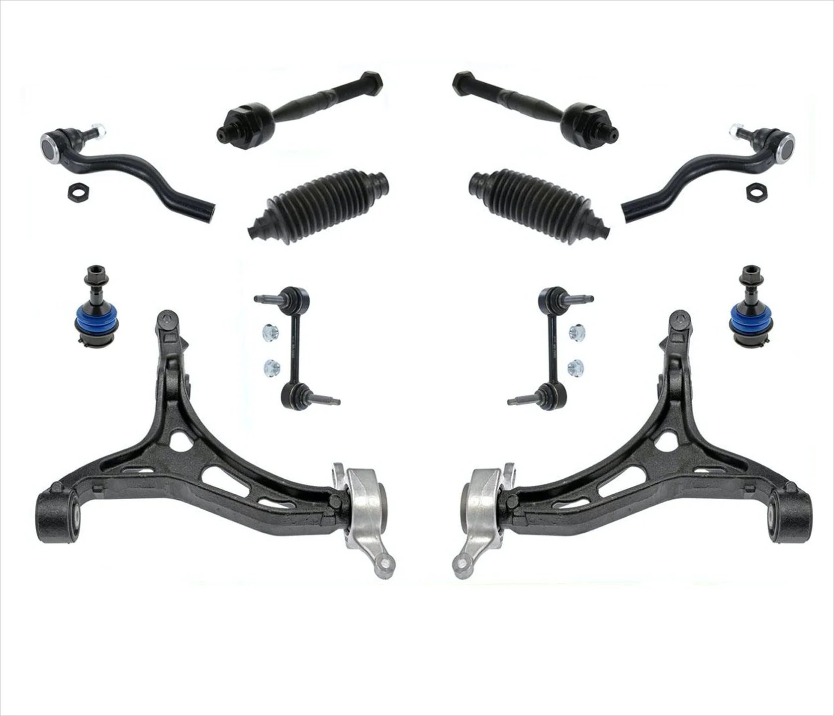12 Pcs Lower Control Arms With Ball Joints Tie Rods & Links 11-15 Grand Cherokee