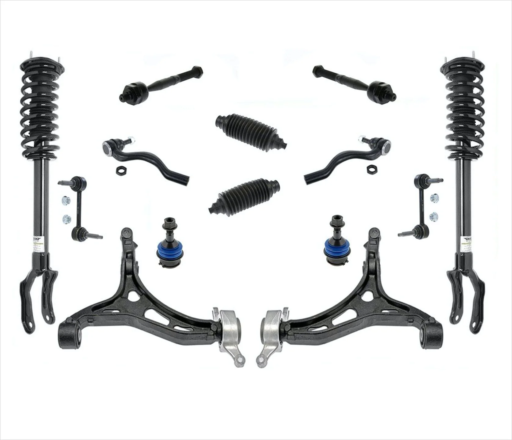 14 Pcs Front Struts Lower Arms Ball Joints Tie Rods & Links Grand Cherokee 11-15
