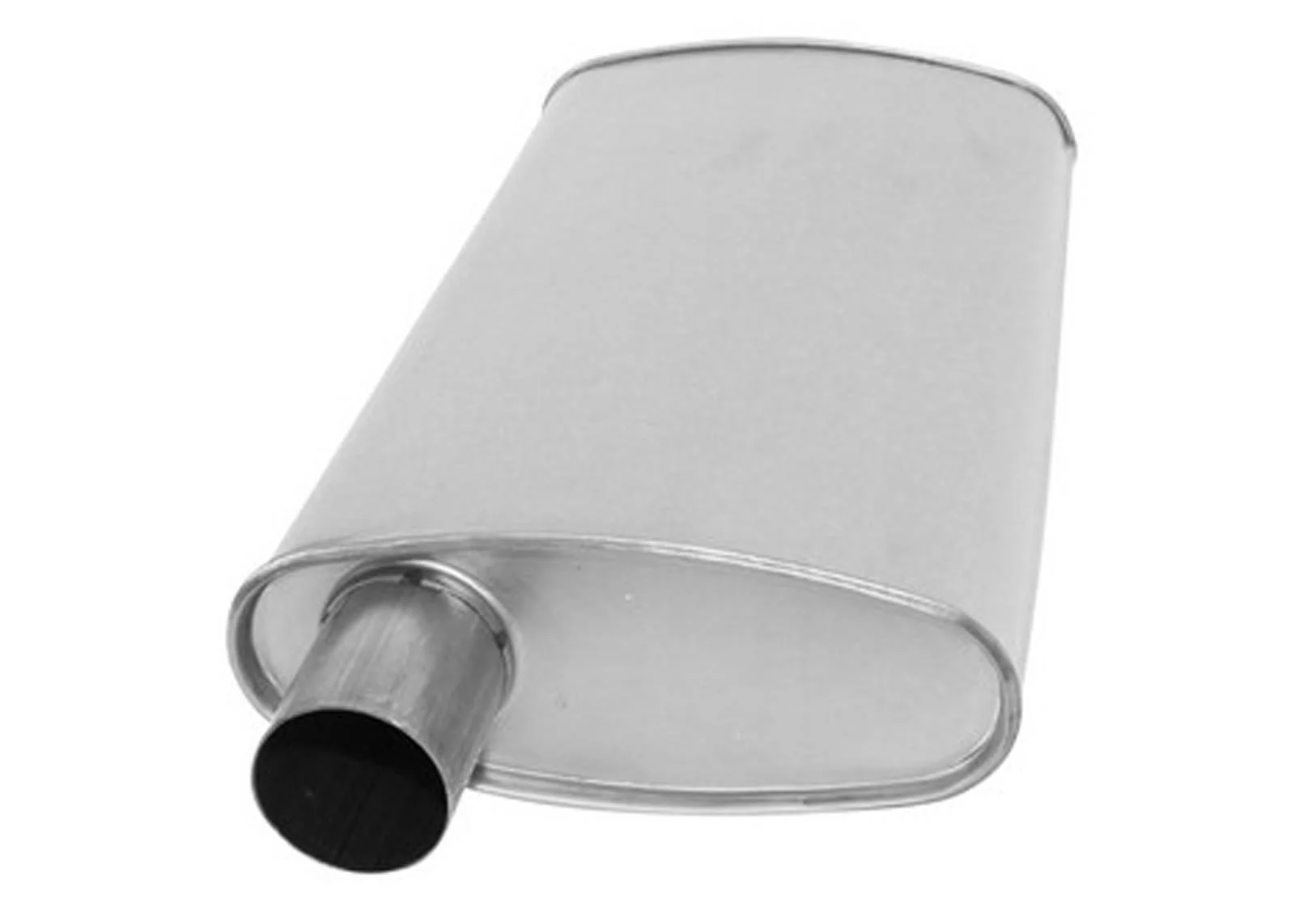 (2) 10 1/2" Oval Universal Muffler 26" OAL 2.25ID 2.00ID Offset Offset - Image 2