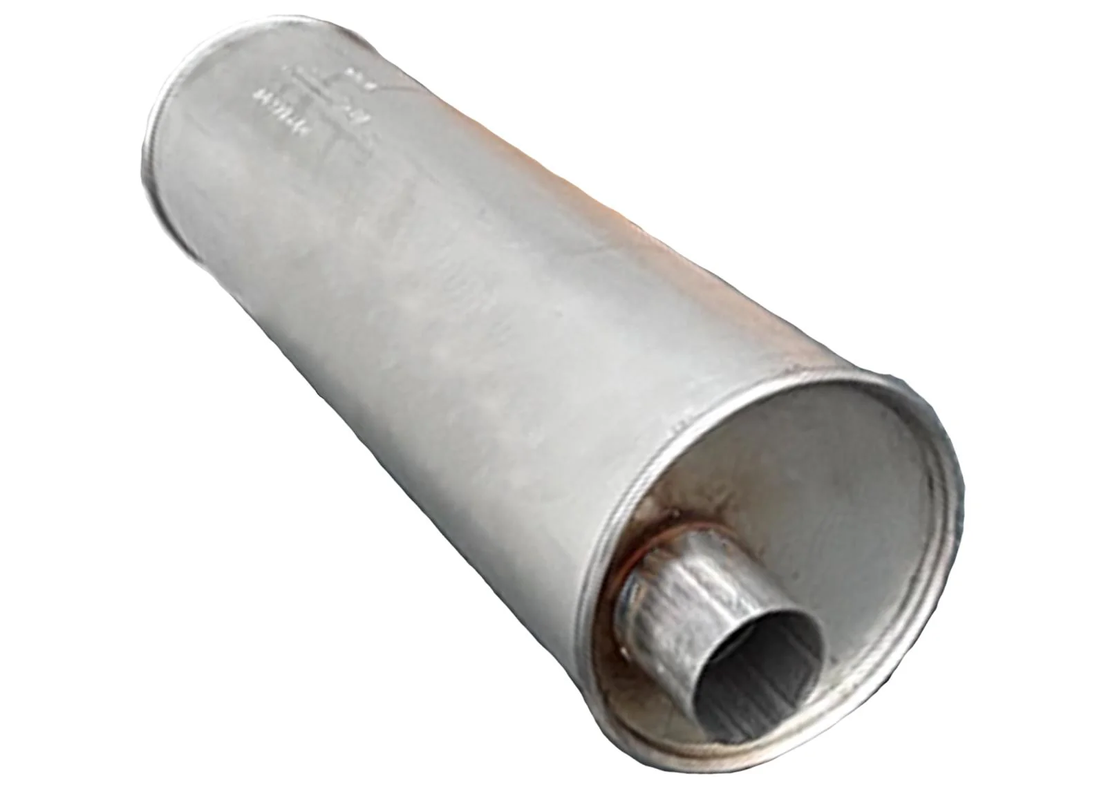 (2) 7" Inch Round Universal Muffler 28.0" OAL 3.00ID 3.00ID Center Offset - Image 2