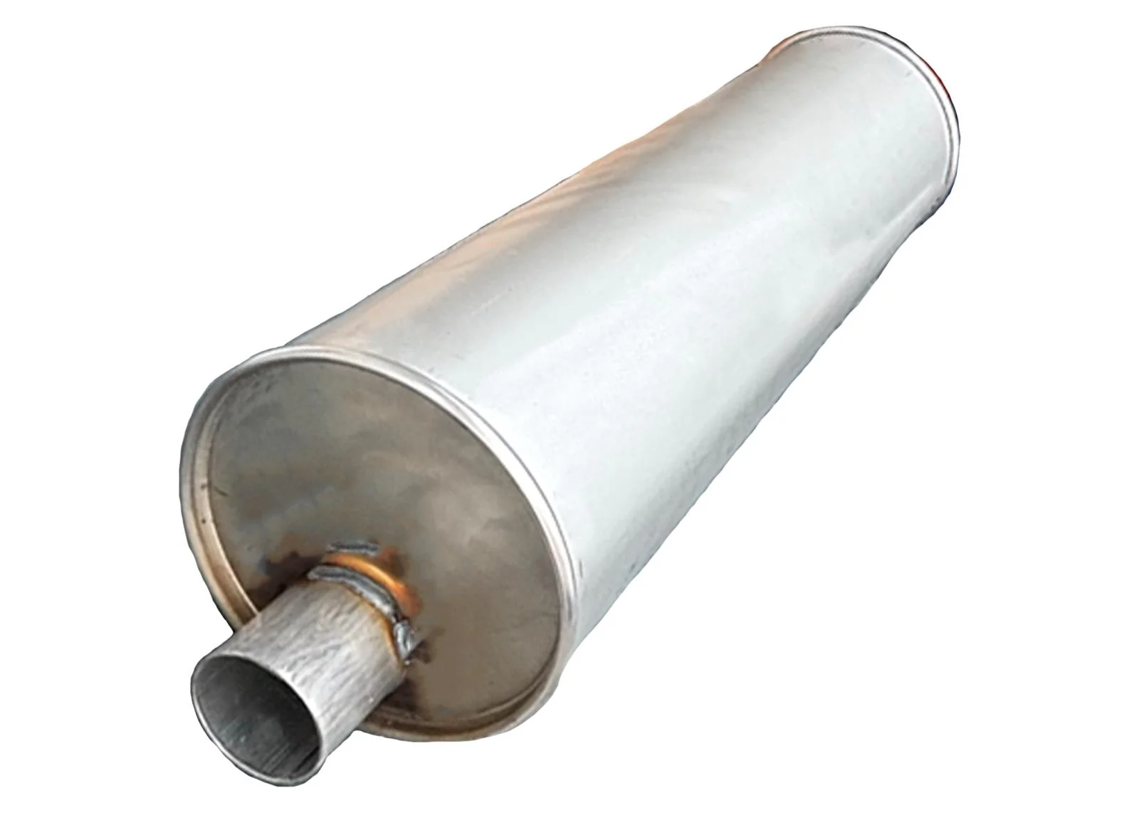 (2) 7" Inch Round Universal Muffler 28.0" OAL 3.00ID 3.00ID Center Offset - Image 3