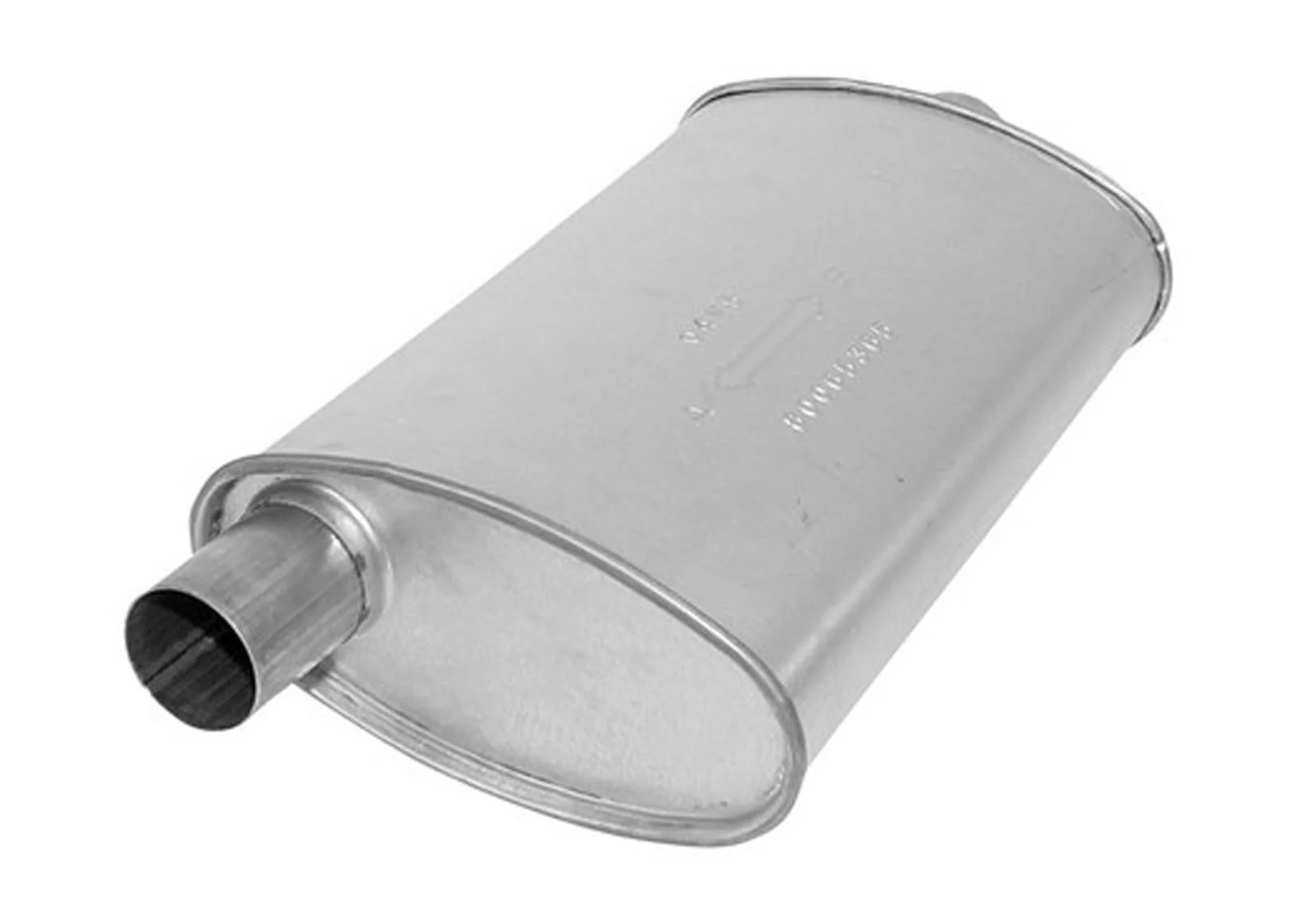 (2) 8 3/4" Oval Universal Muffler 21" OAL 2.00ID 2.00ID Offset Center - Image 4