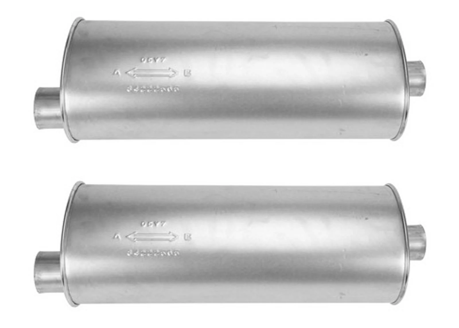 (2) 9" Inch Oval Universal Muffler 25.50" OAL 3.00ID 3.00ID Offset Center