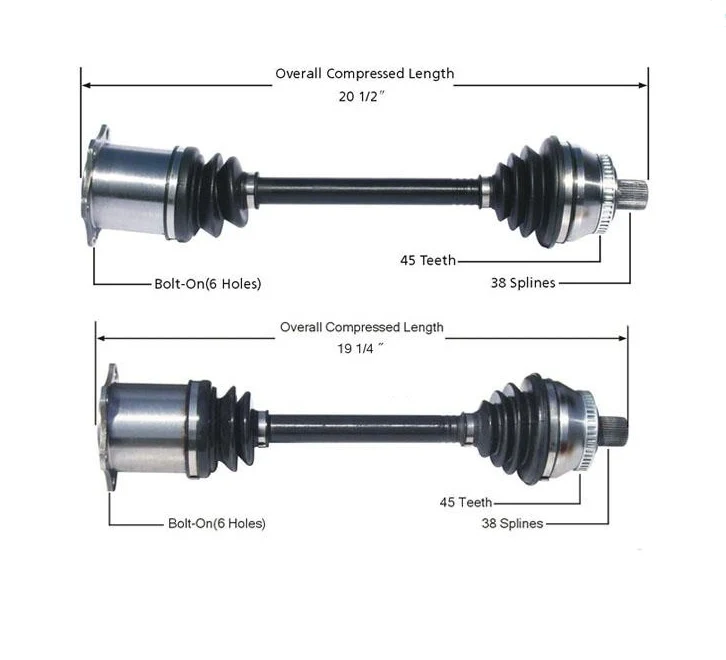 CV AXLE SHAFTS For 02-04 Audi A4 Quattro Sedan 1.8L 3.0L Automatic Transmission