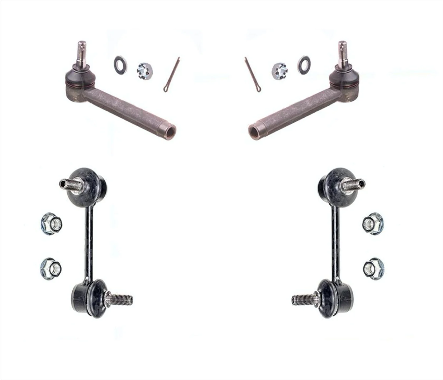 (2) Front Outer Tie Rods & (2) Front Sway Bar Links For 06-15 MX5 Miata