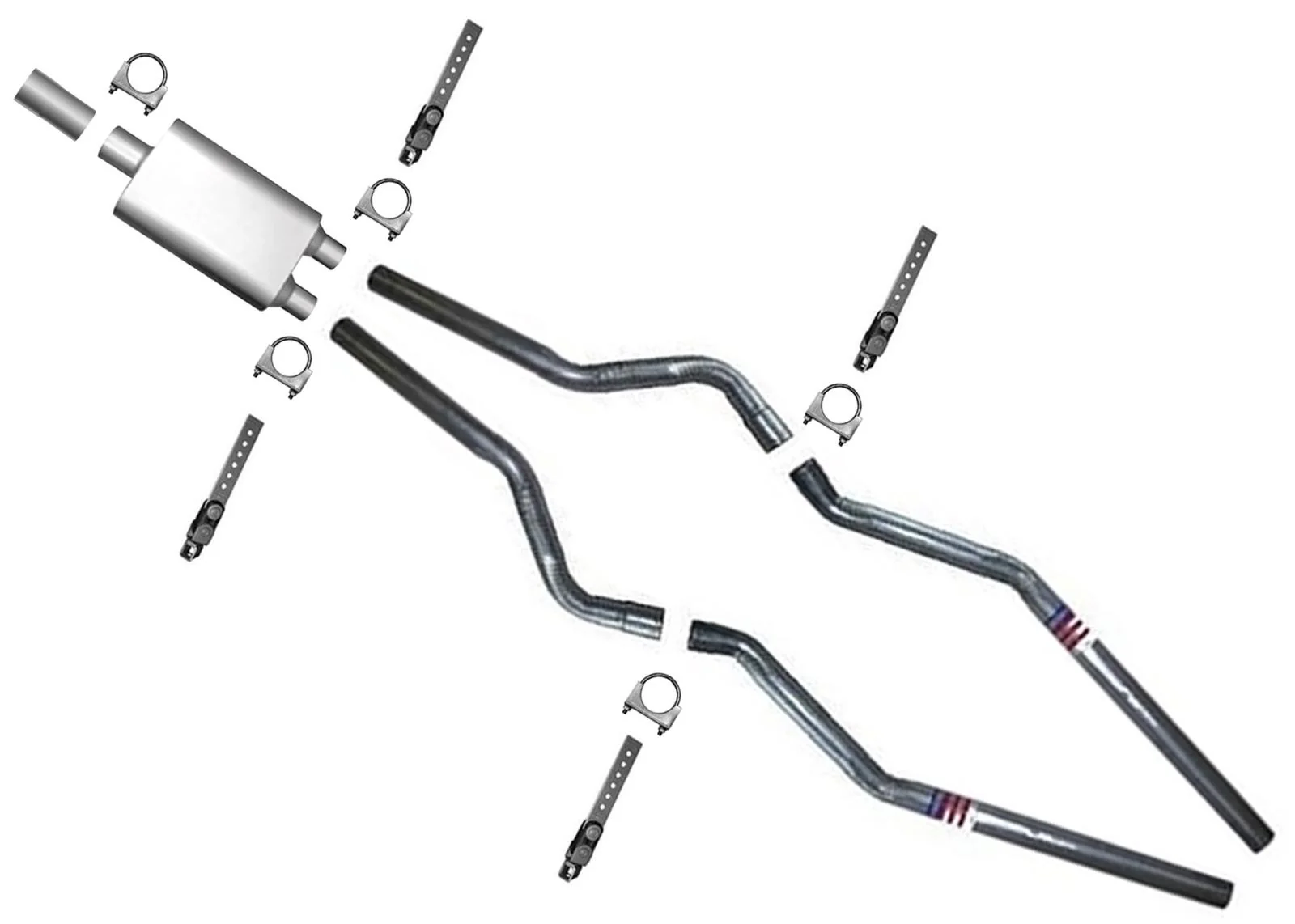 97 to 01 For Ford F150 F250 BIG DADDY Mrel Bent Dual System With Dynomax Muffler
