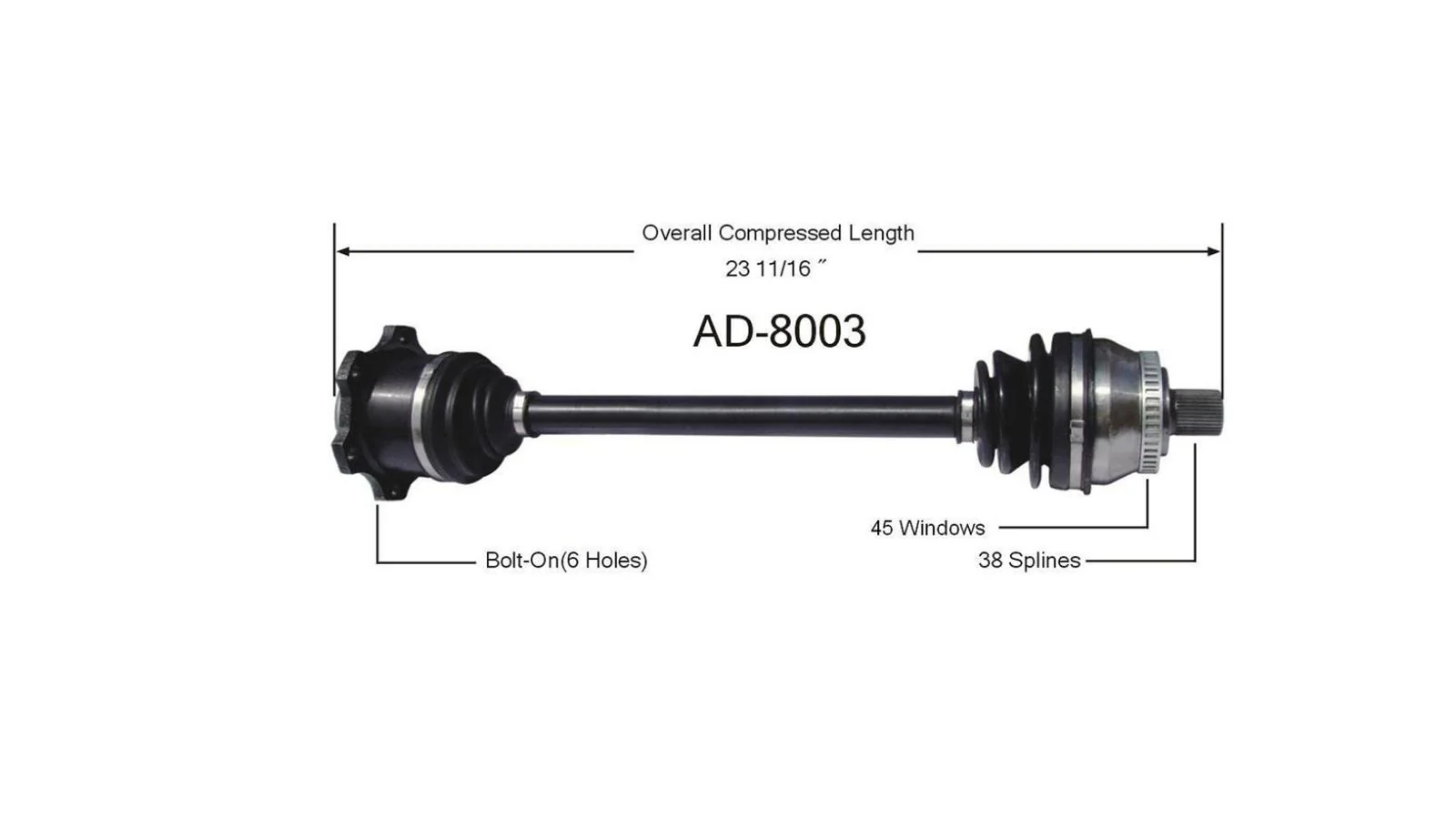 A4 96-01 non quattro 4000 81-82 Passat 98-05 Driver Side AD-8003 CV Joint Axle