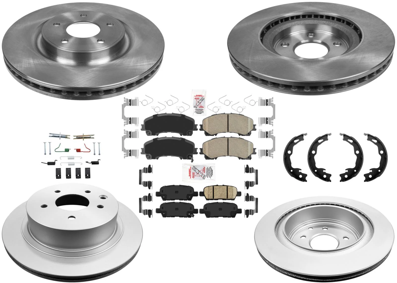 AmeriPro Coated Brake Rotors Ceramic Brake Pads for Nissan Rogue 2014-2018 3 Row