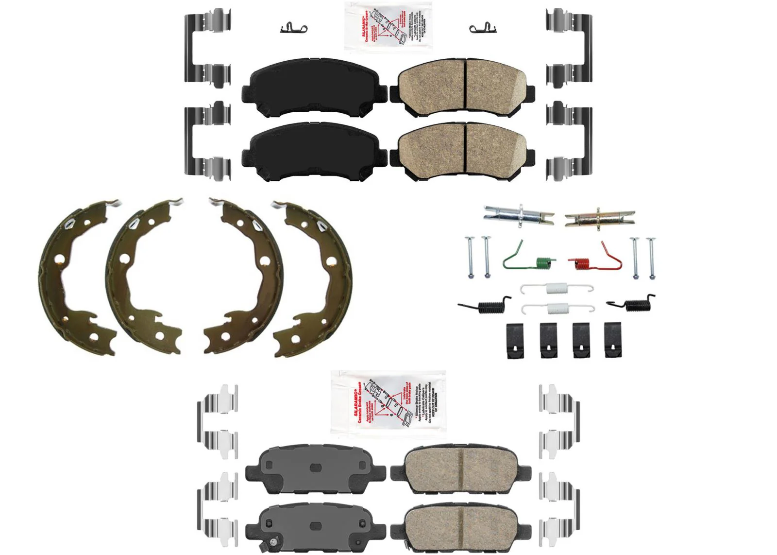 AmeriPro Front Rear Disc Brake Pads Parking Shoes for Nissan Rogue 2008-2013