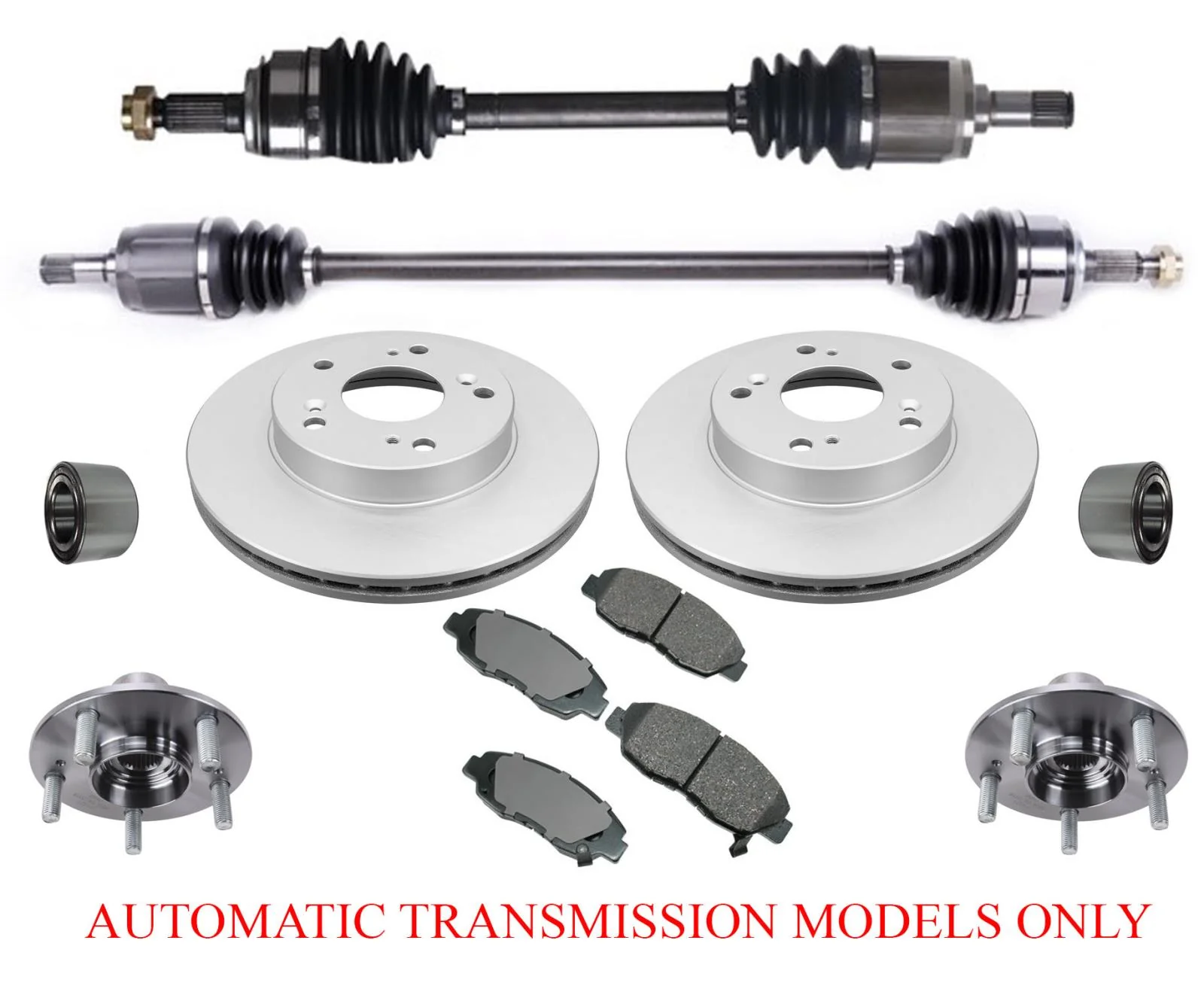 Axles Hubs Bearings Rotors & Pads fits 06-11 Civic 1.8L Automatic Transmission