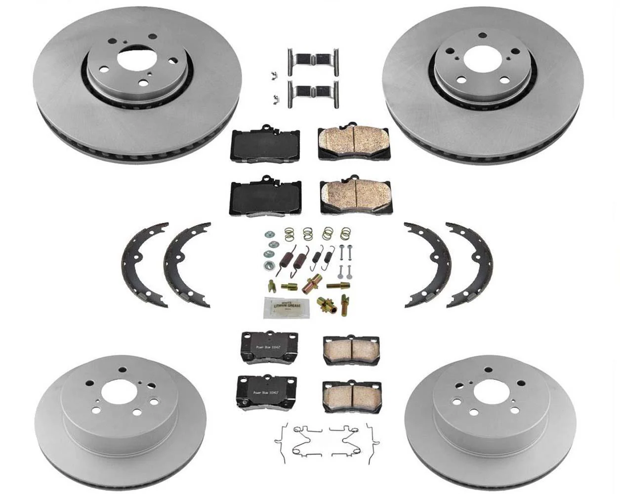 Brake Rotors Brake Pads Brake Shoes Spring Kit for Lexus GS460 2008 8PC Kit