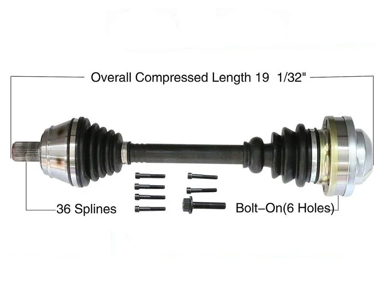 Front Driver Side CV Axle D/S TT Quattro 1.8 02-06 With 18 Inch Rims