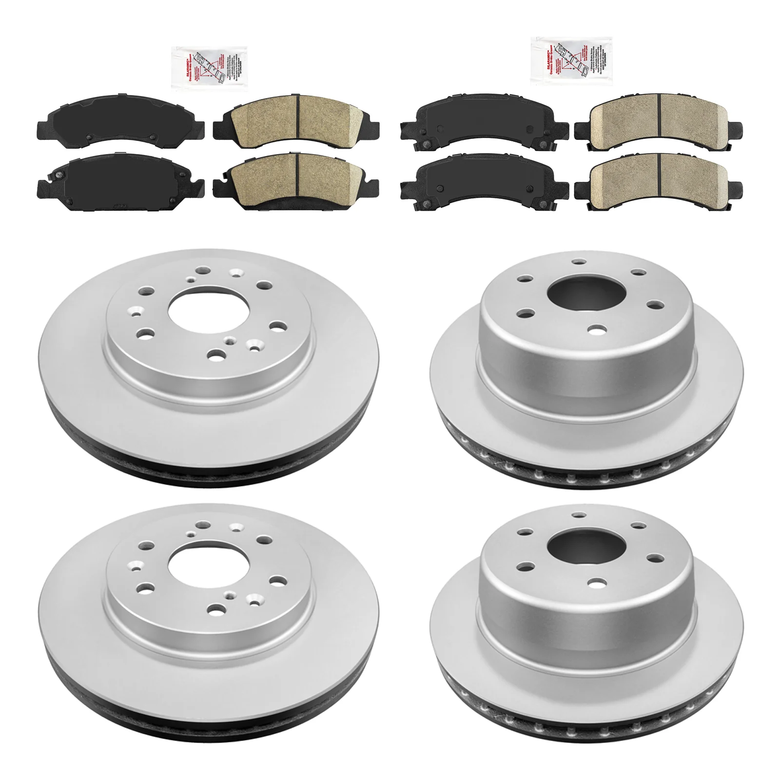 Ceramic Front & Rear Pads & Coated Rotors FOR 09-2014 EXPRESS 1500 & SAVANA 1500