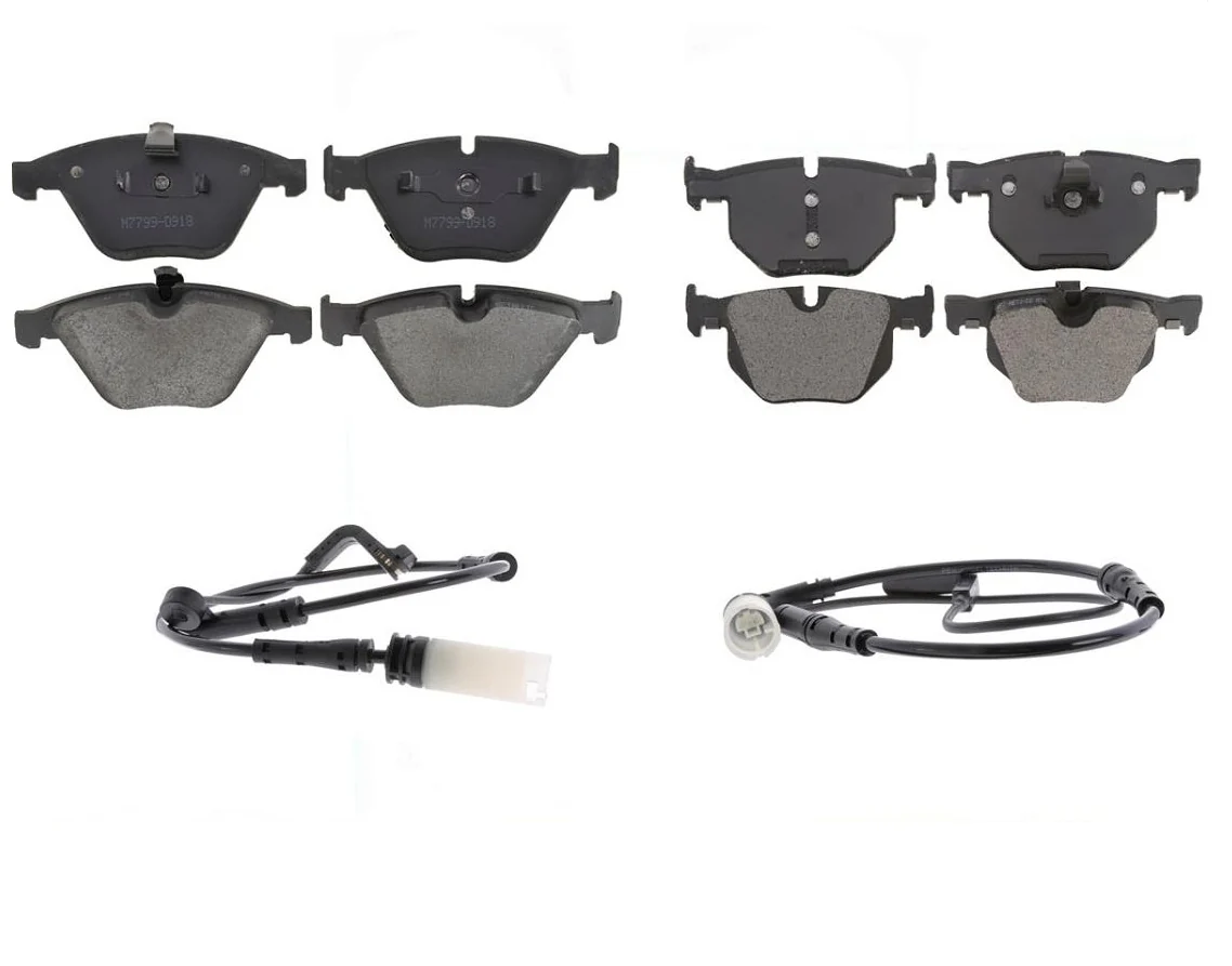 Ceramic Frt & Rr Brake Pads With Sensors for BMW 04-07 530i / 08-10 528i