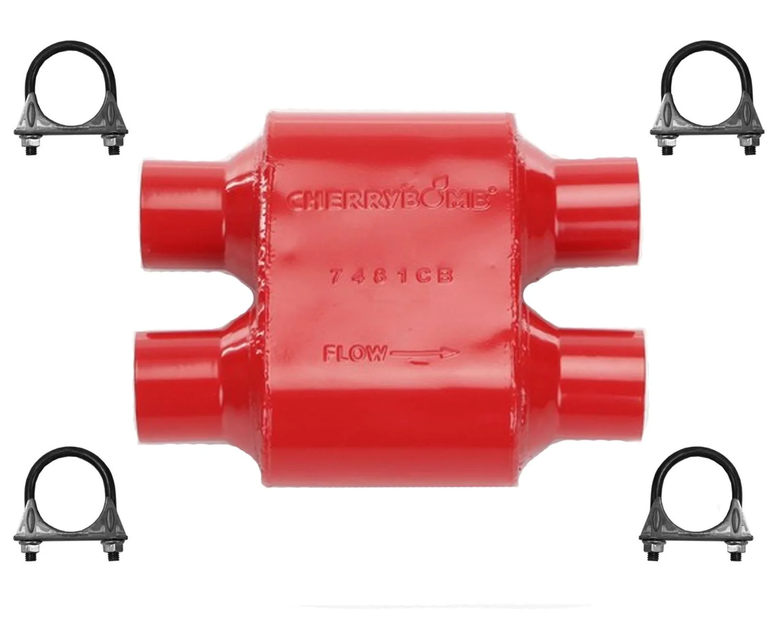 Cherry Bomb 7481CB Muffler 12 inch OAL, 6 in Body, 2.5" Inlet  2.5" Outlet