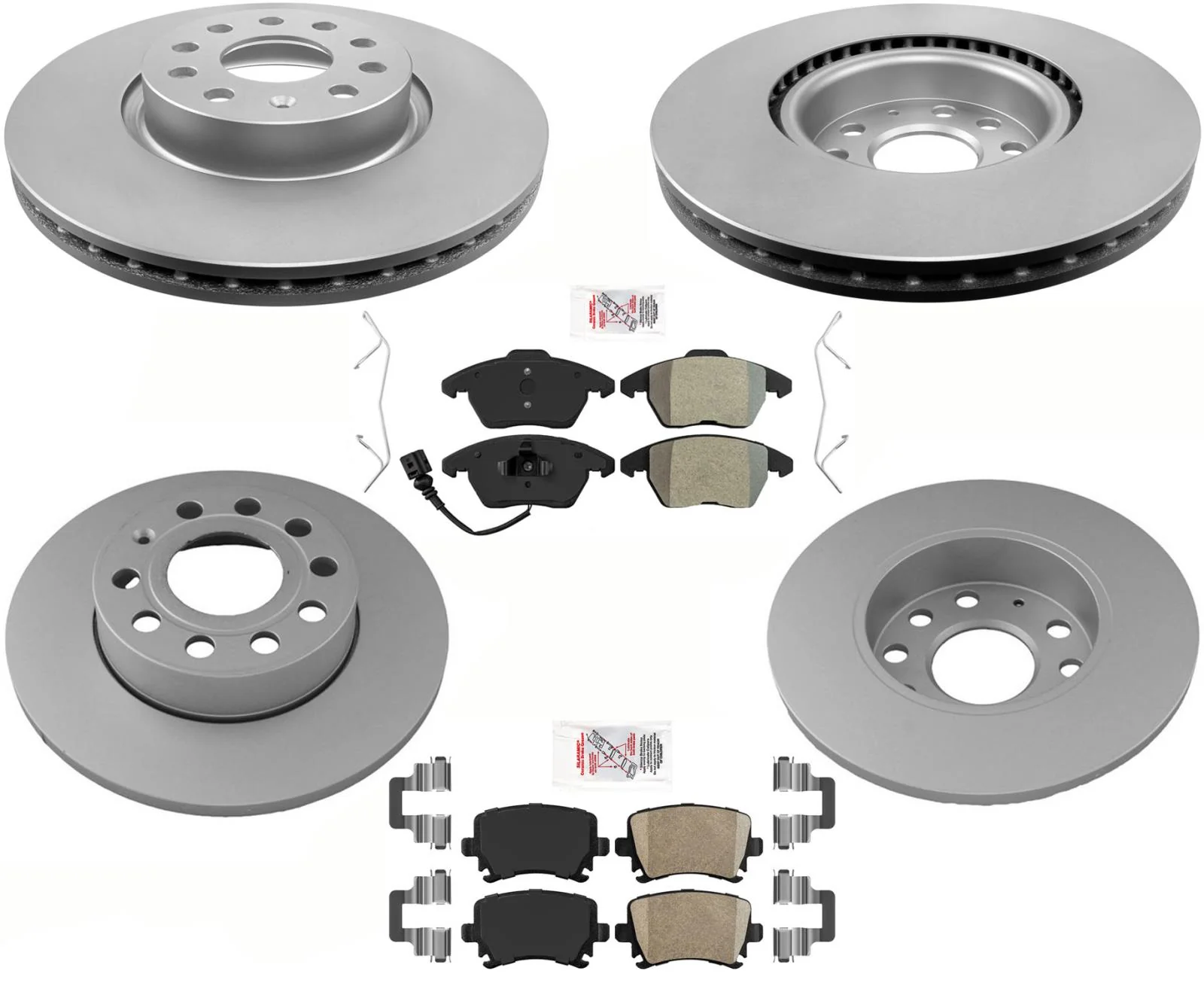 Coated Disc Brake Rotors Brake Pads, Hardware For Audi A3 2009 Front Wheel Driv