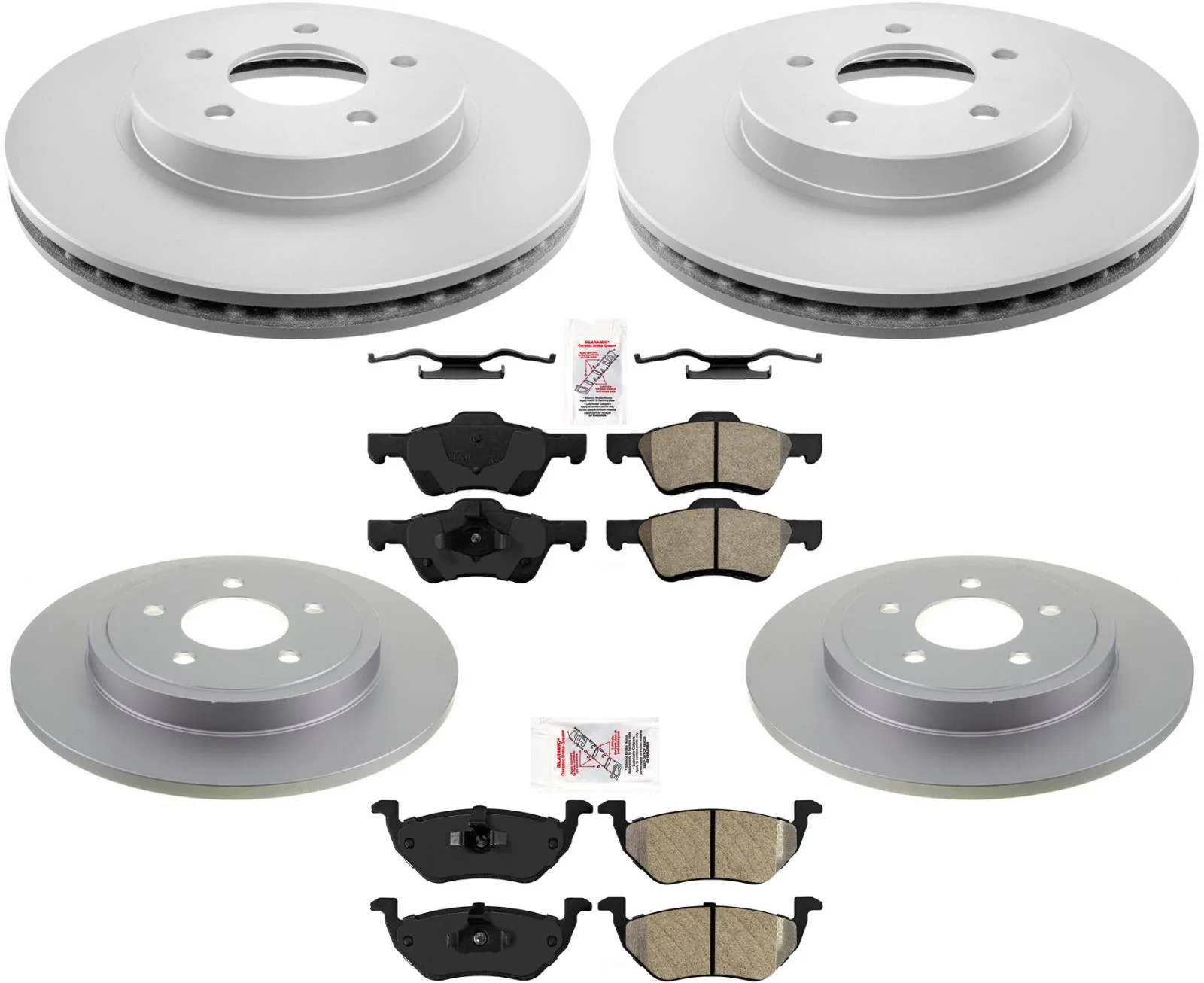 Coated Rotors & Brake Pads For Ford Escape 2005-2009 W/ Rear Disc Brake Rotors