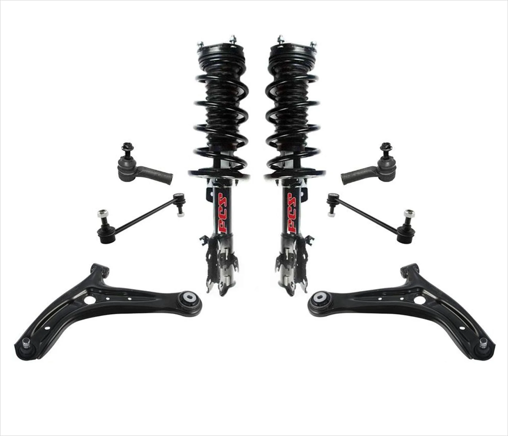 Control Arms Tie Rods Complete Coil Spring Struts For 2011-2015 Ford Fiesta 8pc