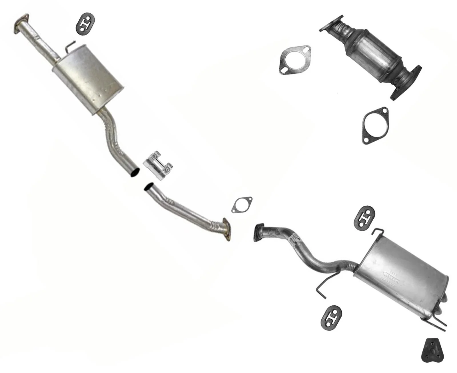 Converter Resonator Pipe Dual Outlet Rear Muffler for 2011-2013 KiA Sorento 3.5L