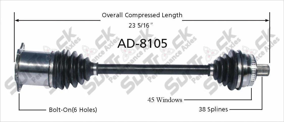 CV Axle Shaft- Front Left AD-8105 fits 02-08 Audi A4 Quattro Man Trans