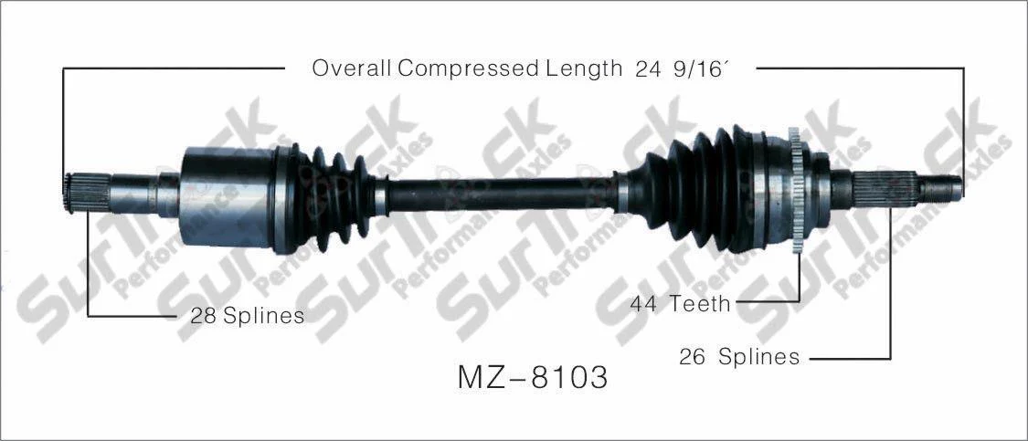 CV Axle Shaft- Front Left MZ-8103 D/S Manual Transmission Call Check Info