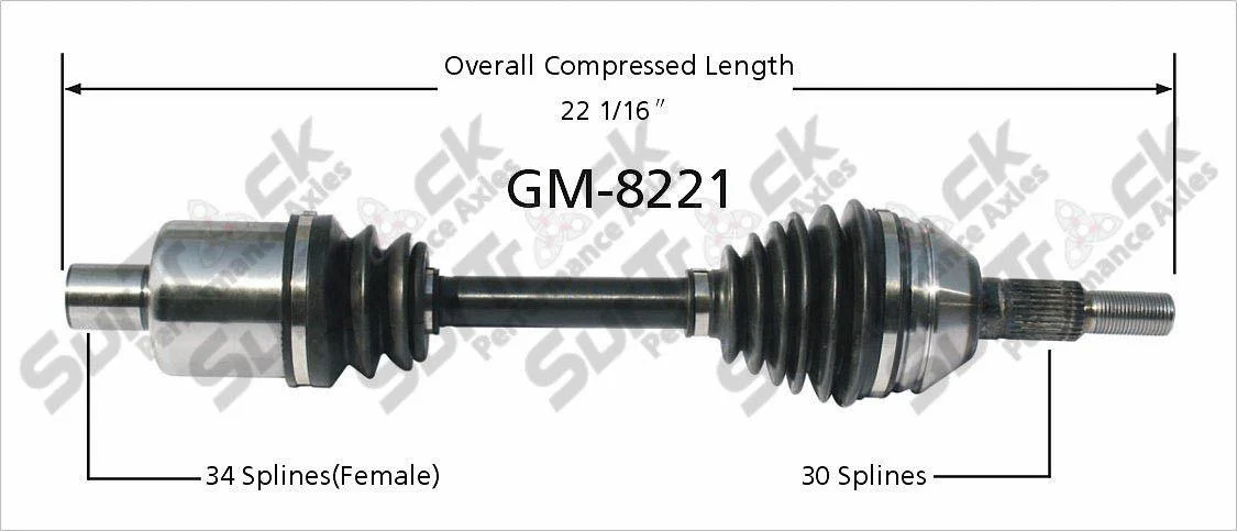 CV Axle Shaft- Front Left SurTrack GM-8221 W Auto Call Customer Ck Info