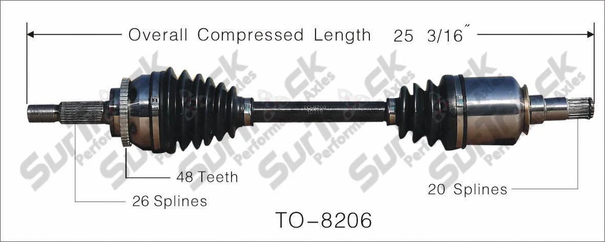 CV Axle Shaft- Front Left TO-8206 D/S 03-06 Vibe 1.8L W 6 Speed Manual Trans
