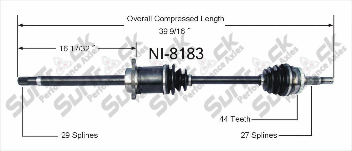 CV Axle Shaft- Front R NI-8183 fits 02-06 Altima P/S With Manual Transmission