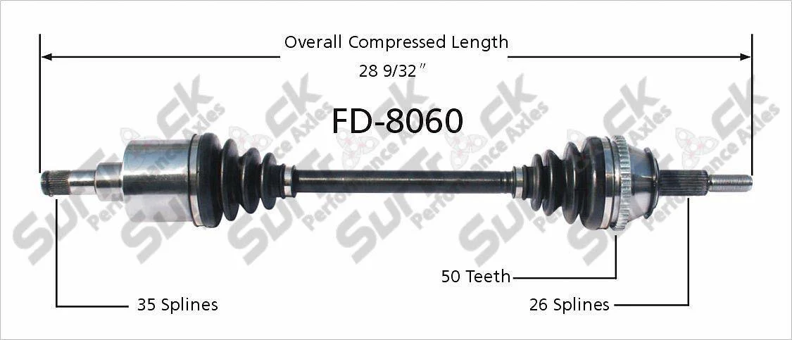 CV Axle Shaft- Front Right SurTrack FD-8060 fits 95-98 Ford Windstar