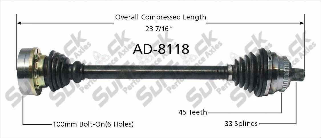 CV Axle Shaft- Left or Right SurTrack AD-8118 REAR 96-01 A4 Quattro