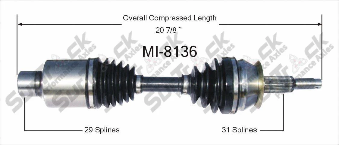 CV Drive Axle Shaft Fits Durango MI8136 PRO DATE To 9/00 4WD