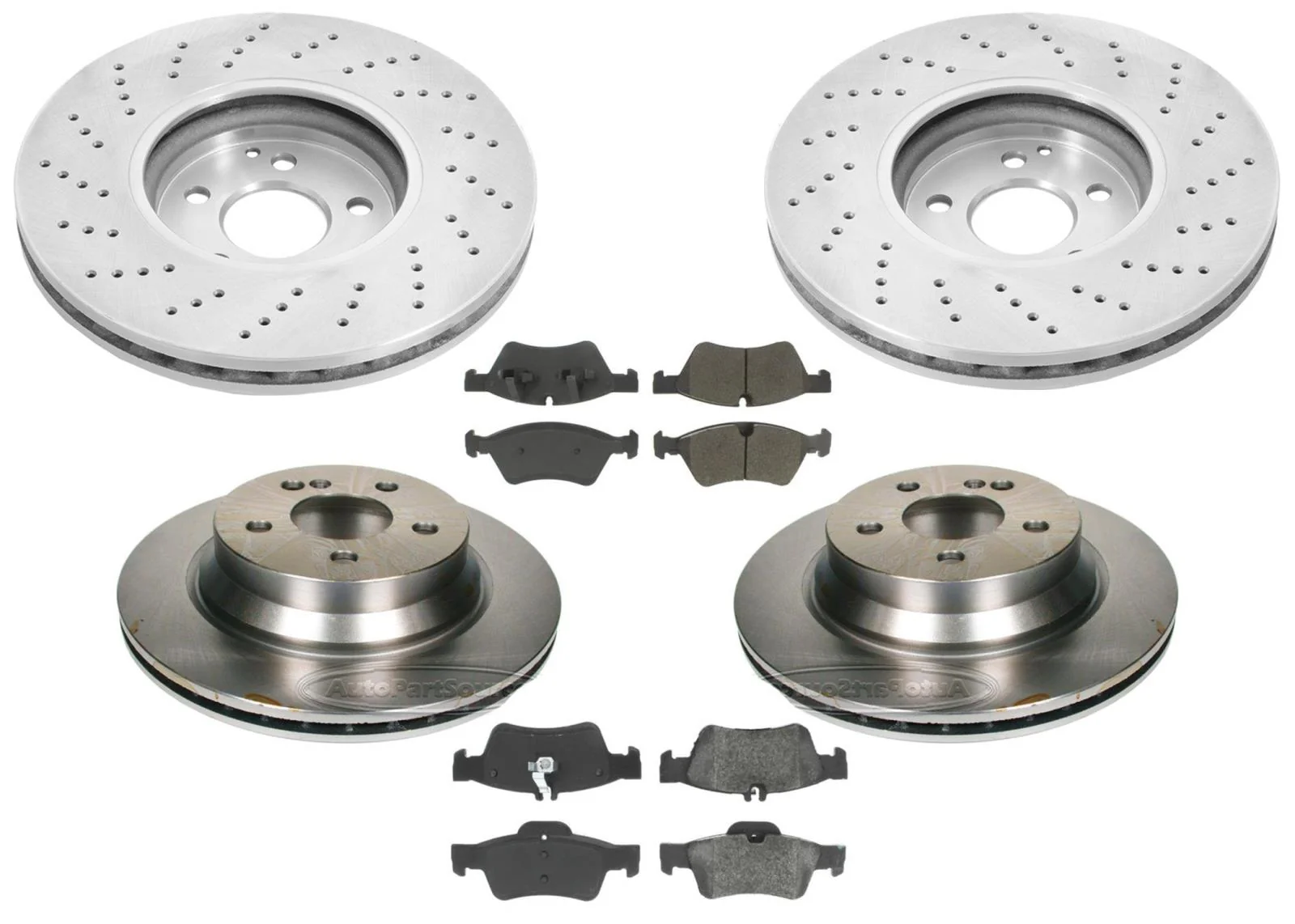 Disc Brake Rotors & Ceramic Pads for Mercedes-Benz E550 2007-2009 4Matic AWD