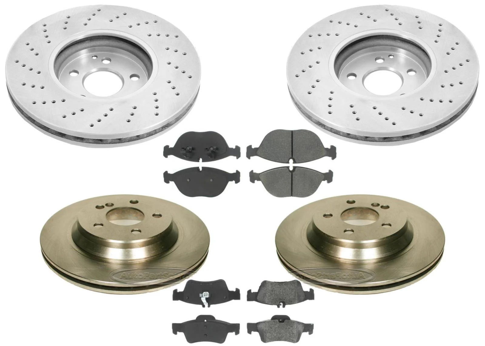 Disc Brake Rotors & Ceramic Pads for Mercedes-Benz S430 S500 4Matic 2003-2006