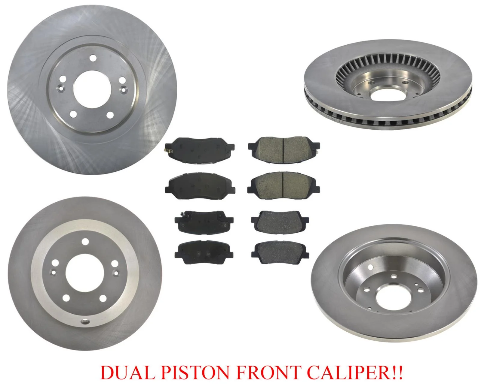 Disc Brake Rotors Pads For 17-19 Hyundai Santa Fe XL W Dual Piston Front Caliper