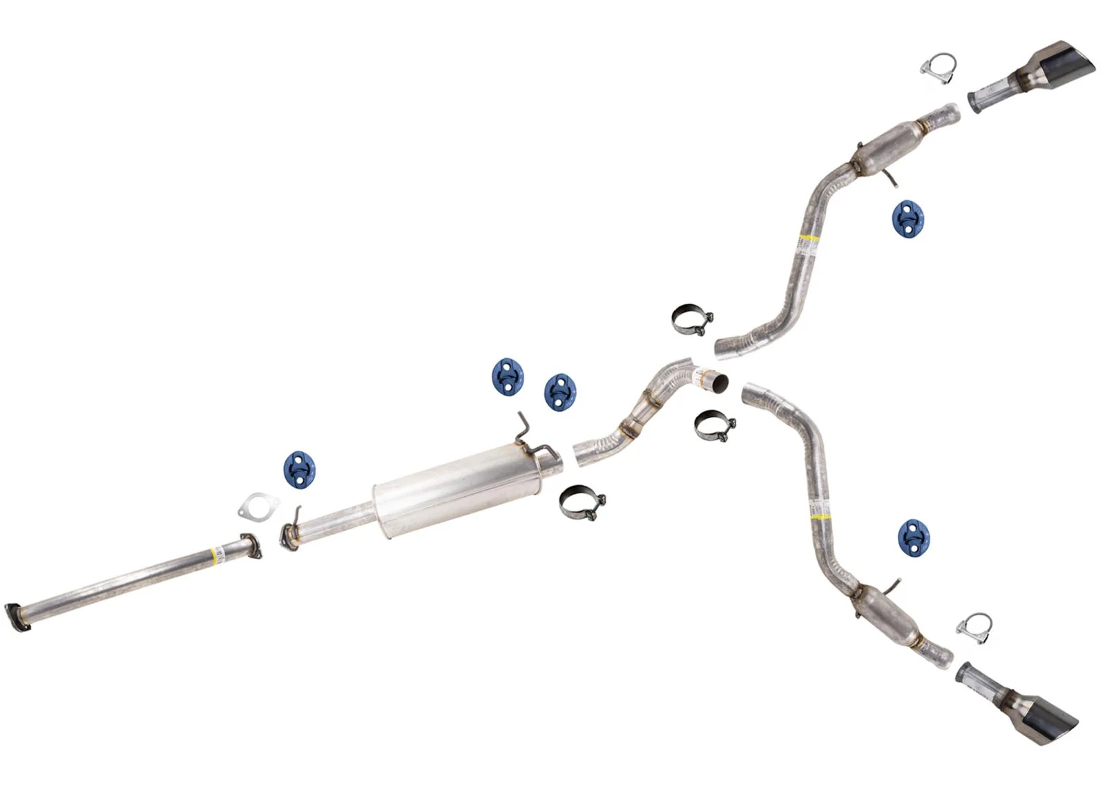 Dual Exhaust Sys Muffler Tail Pipes for RAM 1500 5.7 Hemi 19-24 140.5" Wheelbase