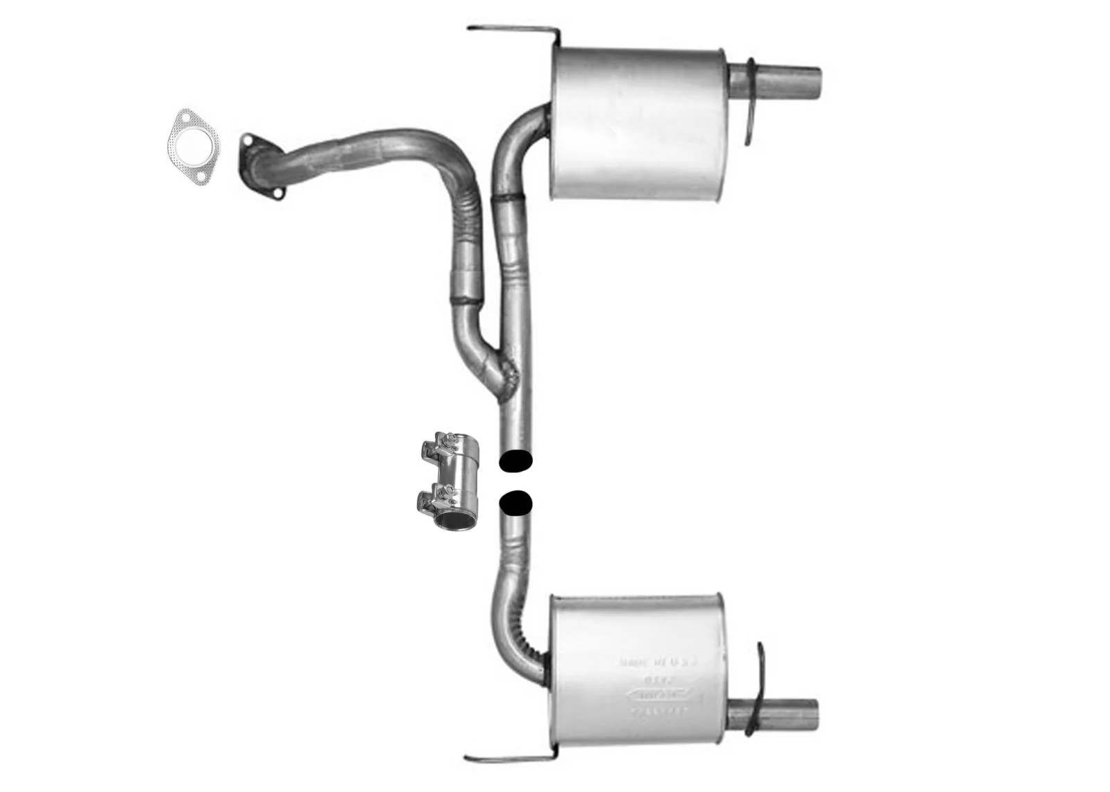 Dual Outlet Steel Tip Rear Muffler Dual For Hyundai Tiburon 2003-2008 2.0L 2.7L