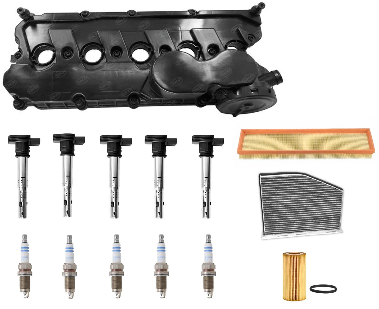 Engine Valve Cover Ignition Coils Tune Up Kit For Volkswagen Golf 2.5L 10-2014