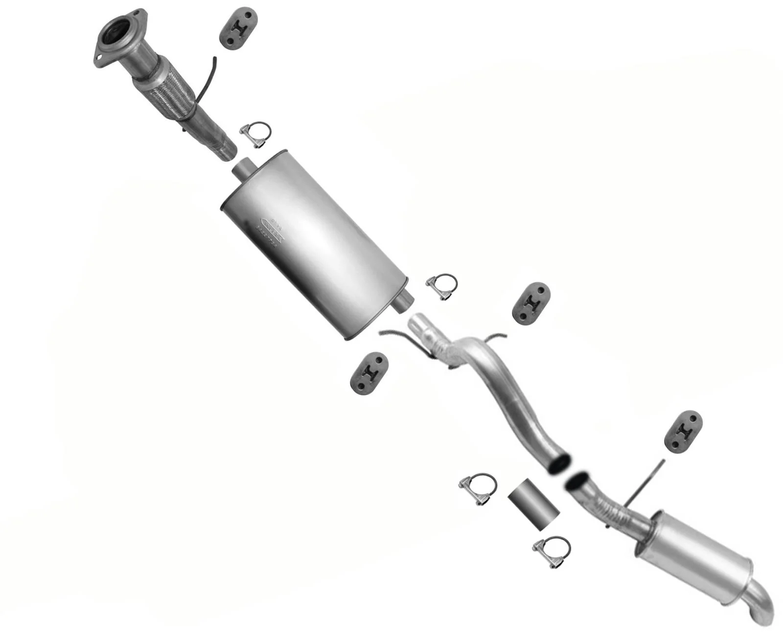 Exhaust System Ext Flex Pipe Muffler Tail Pipe For Chevrolet Tahoe 4.8L 2007-08