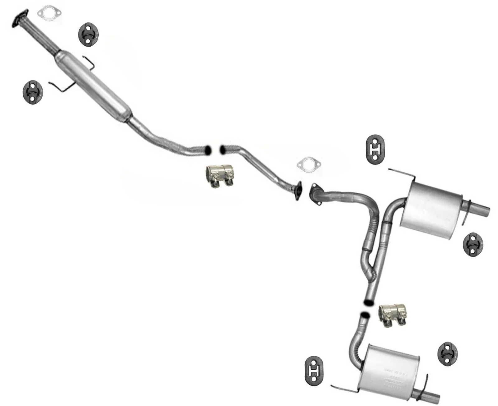 Extension Pipe Mufflers Dual Exhaust System For 2003-2008 Hyundai Tiburon 2.7L