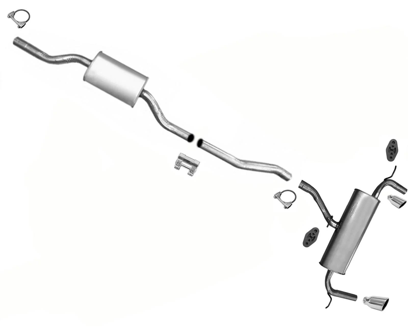 Extension Pipe Resonator Dual Outlet Muffler For Ford Edge 2.0L 3.5L 2011-2014