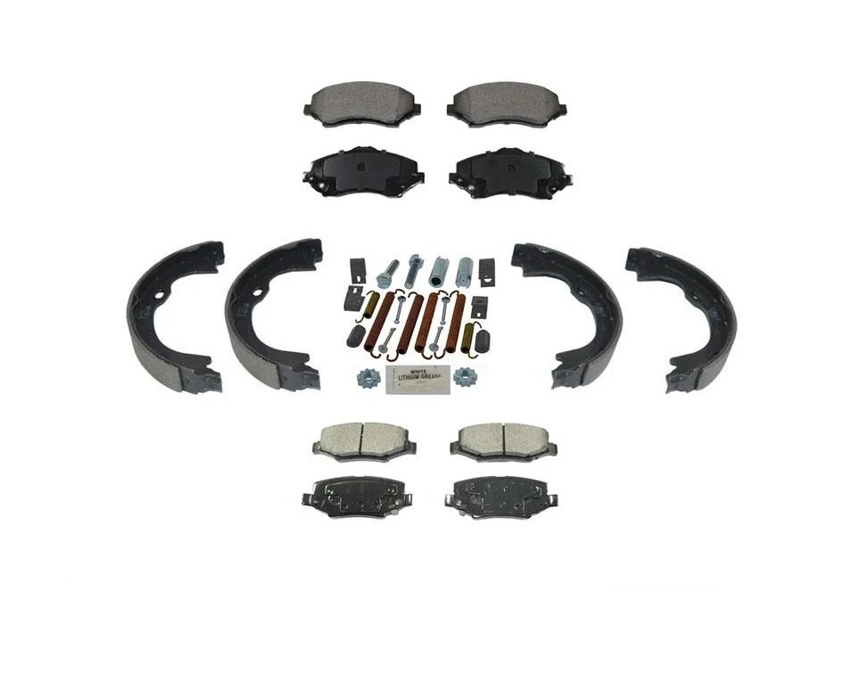 Fits 2007-2014 Jeep Wrangler Frt & Rr Ceramic Pads,Parking Brake Shoes & Springs