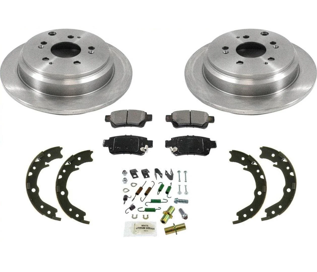 Fits 2005-2010 Odyssey Rear Brake Rotors Ceramic Pads Parking Shoes Springs Kit