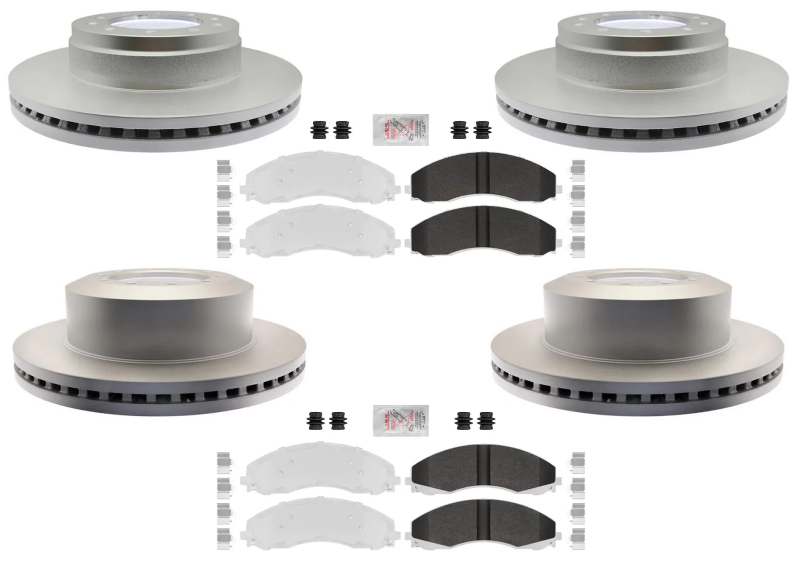 Fleet Galvanized Brake Pads Coated Rotors For 2017-22 Ford F450 F550 Super Duty