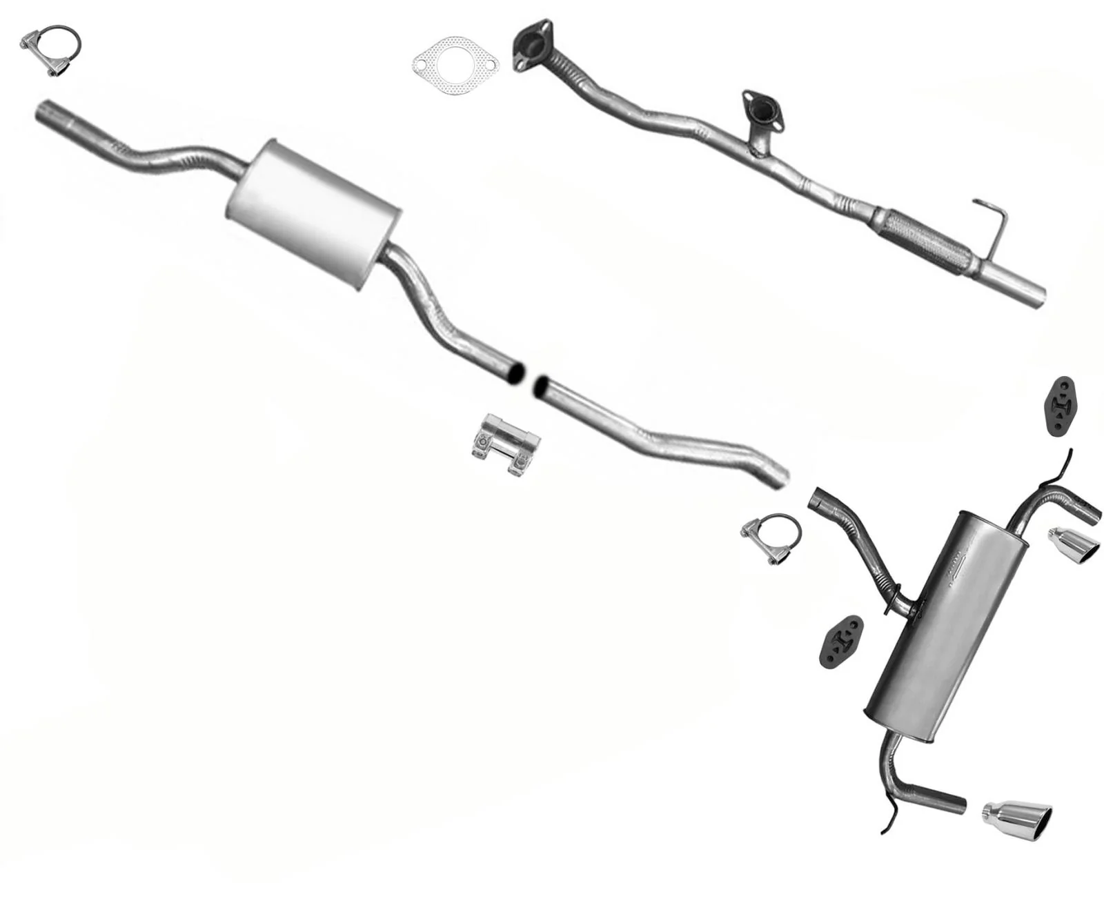 Flex Pipe Ext Pipe Resonator Dual Outlet Muffler for Ford Edge 3.5L  2011-2014