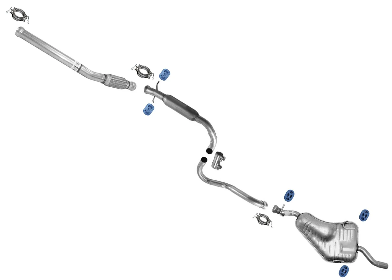 Flex Pipe Muffler & Rear Muffler Exhaust System for SAAB 9-3 1999 2000 2002 2.3L